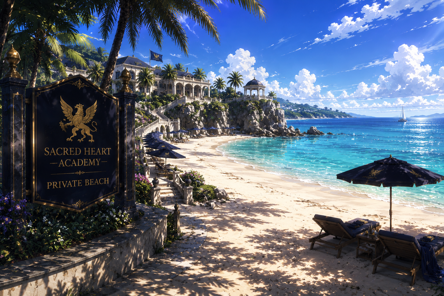 Private beach